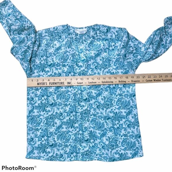 Vintage Oscar de la Renta expressions top size 8 paisley hidden buttons - Picture 6 of 10